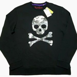 Robert Graham Skull Graphic Crewneck Pullover Camo Black Sweater Mens XL
